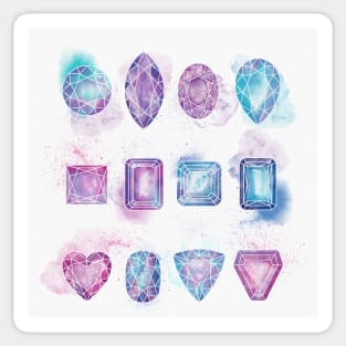 watercolor gems crystals  illustration Sticker